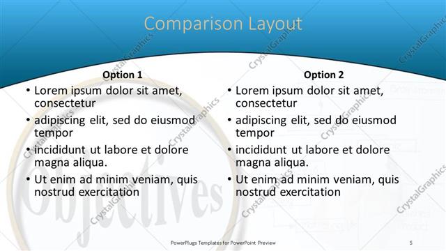 Comparison presentation slide layout