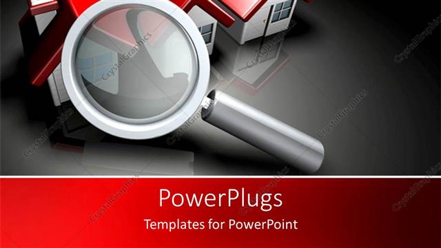  Presentation with search - Magnifying glass in front of three houses