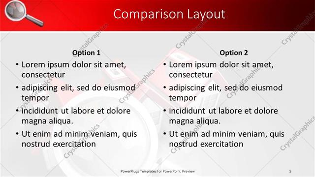 Comparison presentation slide layout