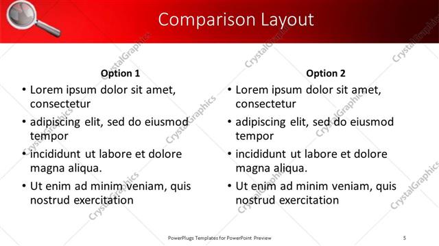 Comparison presentation slide layout
