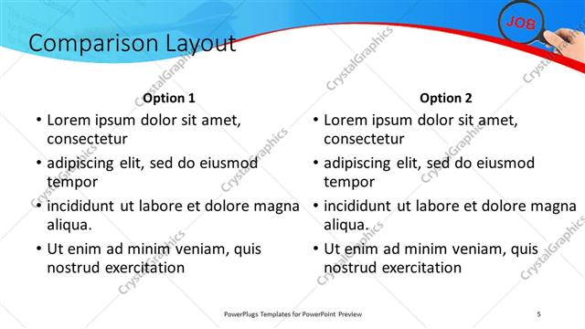 Comparison presentation slide layout