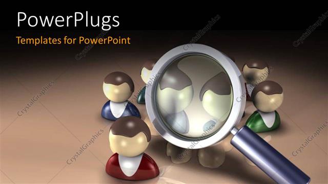  Presentation with search - Magnifying glass hovering around a group of people with brown color