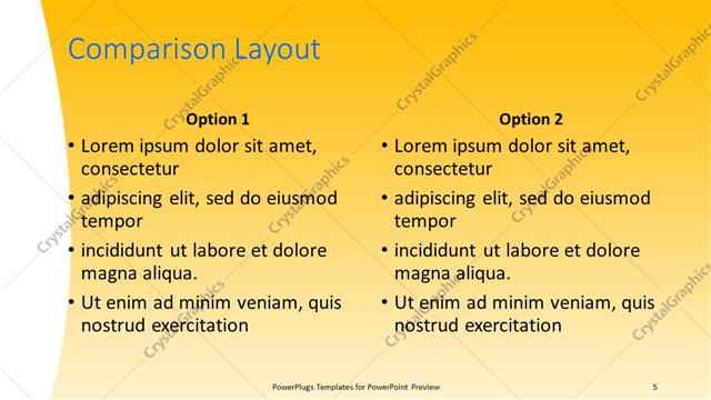 Comparison presentation slide layout
