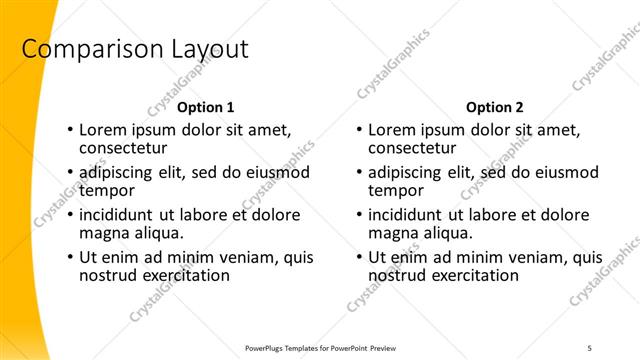 Comparison presentation slide layout