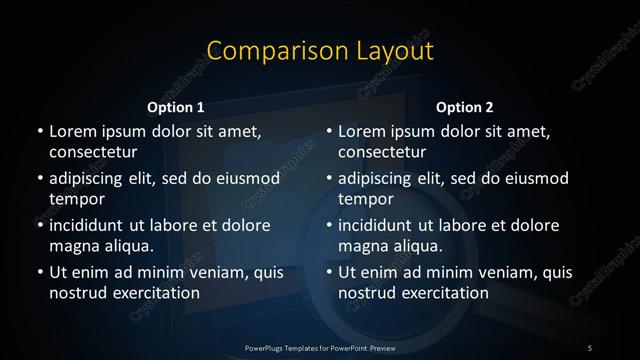 Comparison presentation slide layout