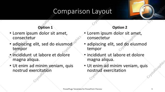 Comparison presentation slide layout