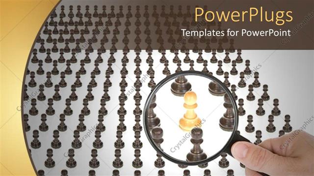  Presentation with chess pieces - A magnifying glass and a number of chess pieces