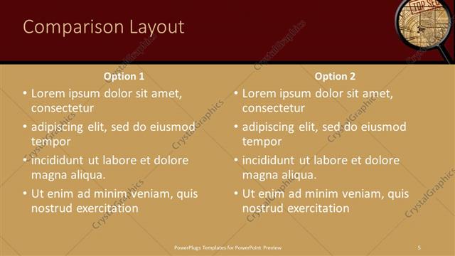 Comparison presentation slide layout