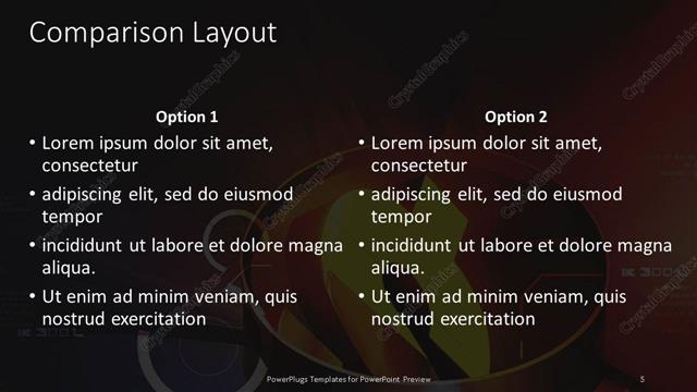 Comparison presentation slide layout