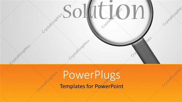  Presentation with solution - Magnifying glass over the solution word with grey color