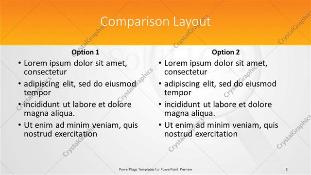 Comparison presentation slide layout
