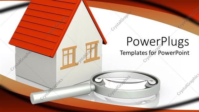  Presentation with search - Magnifying glass placed beside white three dimensional bungalow