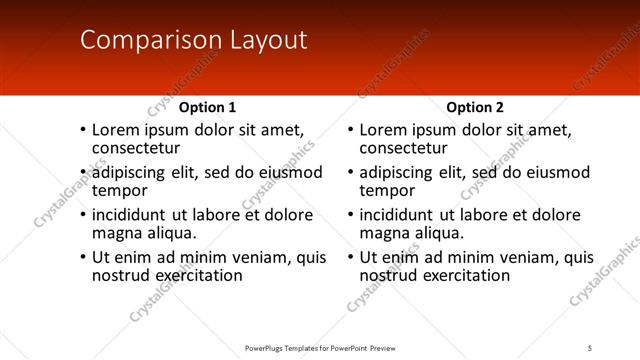 Comparison presentation slide layout