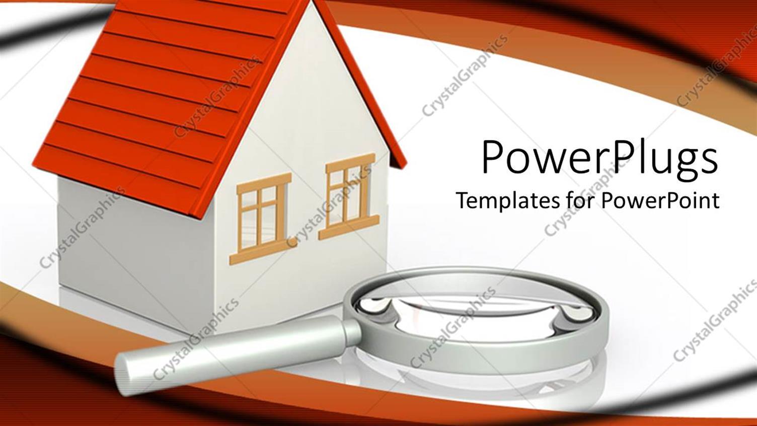 Featuring Magnifying Glass Placed Beside White Three Dimensional Bungalow