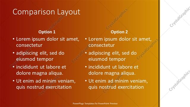 Comparison presentation slide layout