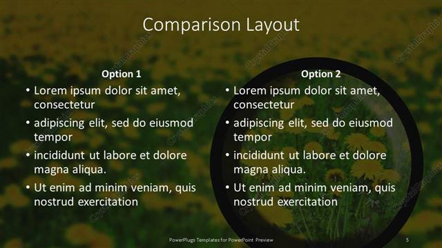 Comparison presentation slide layout