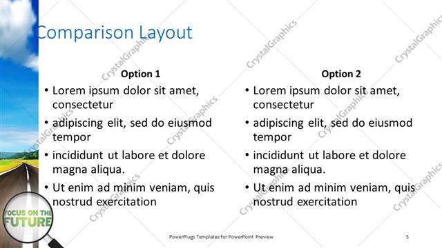 Comparison presentation slide layout