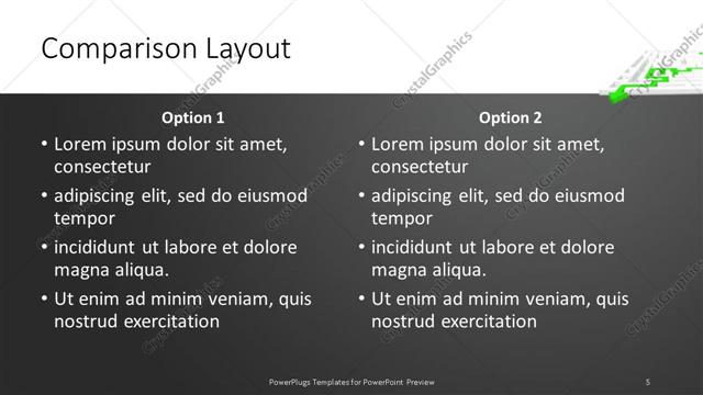Comparison presentation slide layout