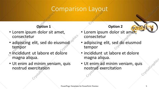 Comparison presentation slide layout