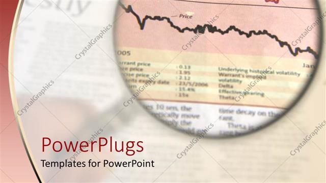  Presentation with financial analysis - Magnifying lens focusing on chart in business section of newspaper