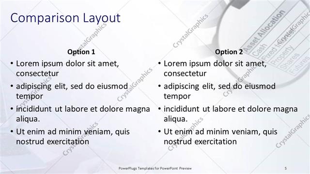 Comparison presentation slide layout