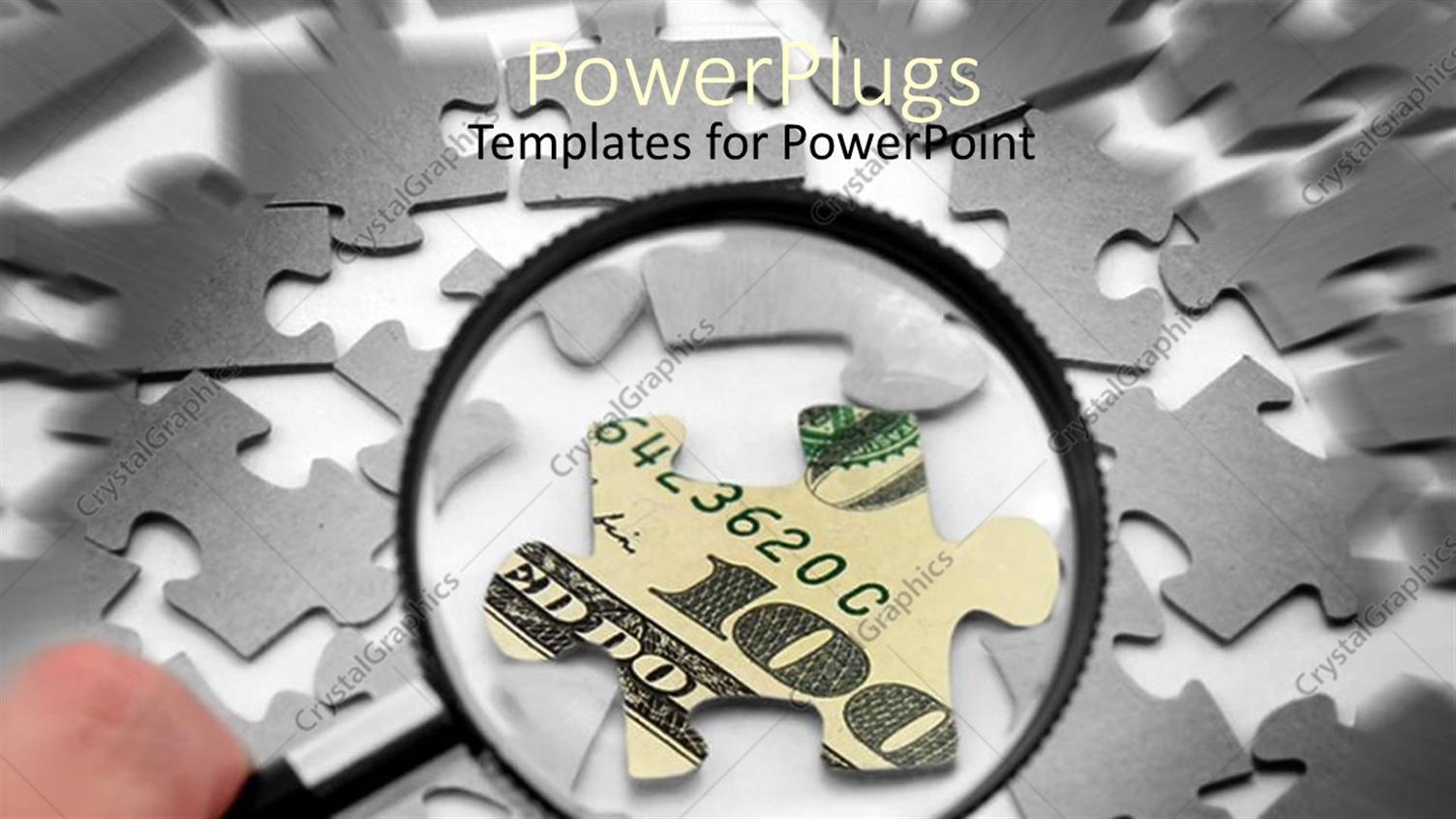 Featuring Magnifying Lens Over Looking a Dollar Shaped like a Puzzle Piece