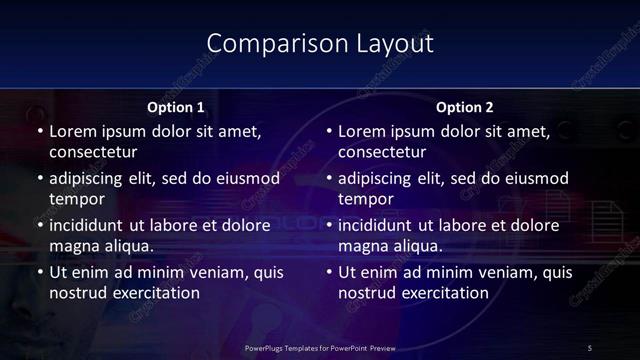 Comparison presentation slide layout