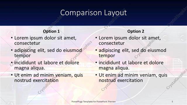 Comparison presentation slide layout