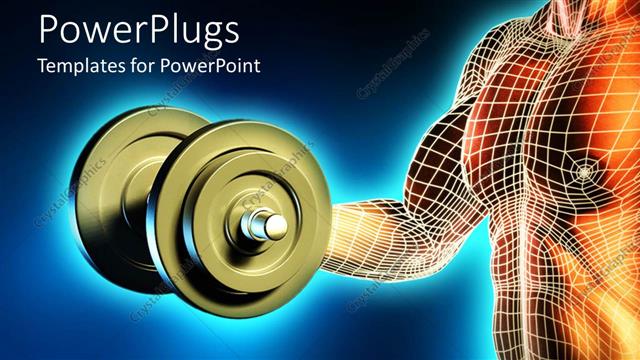  Presentation with exercise - Male body lifting dumbbell weight, muscle, strength, exercise, fitness