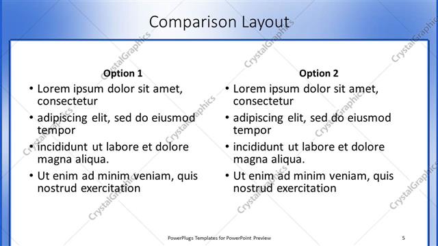 Comparison presentation slide layout