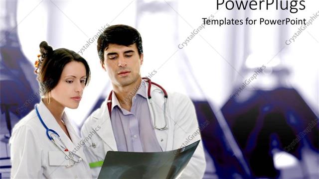  Presentation with female hospital patient - Male and female doctors discuss patient x-ray