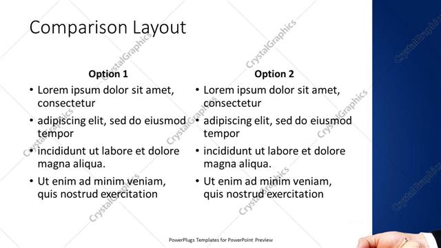 Comparison presentation slide layout