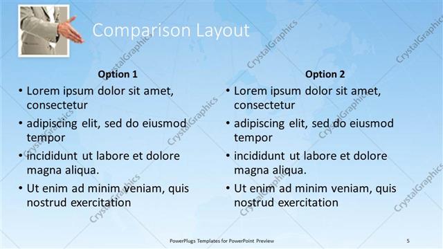 Comparison presentation slide layout