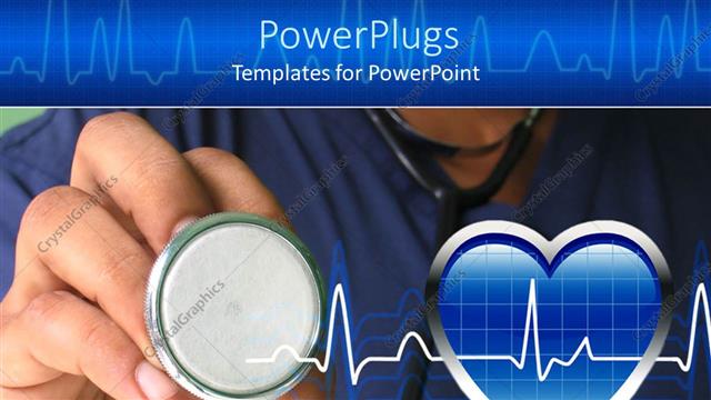  Presentation with heartbeat - A male nurse ready to check heartbeat with strethoscope