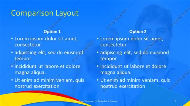 Comparison presentation slide layout