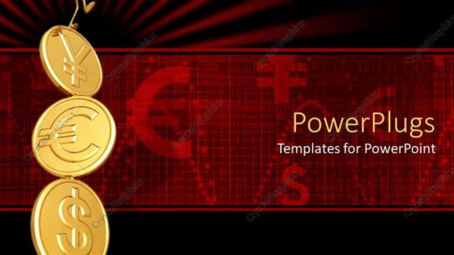  Presentation with euro - Man balancing on gold dollar, euro and Yen coin