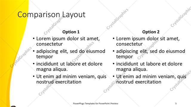 Comparison presentation slide layout