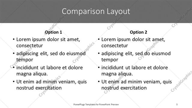 Comparison presentation slide layout