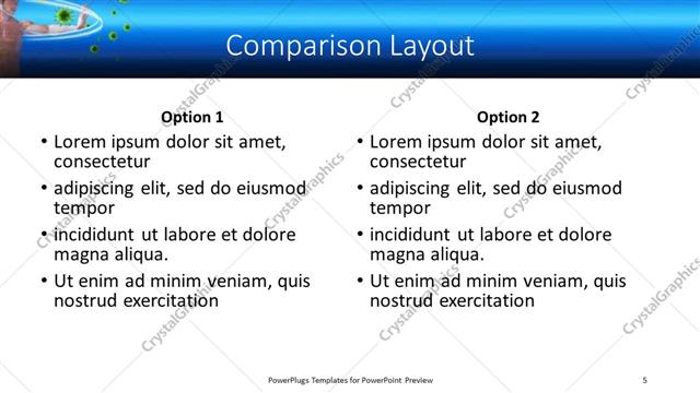 Comparison presentation slide layout