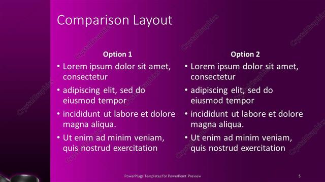 Comparison presentation slide layout