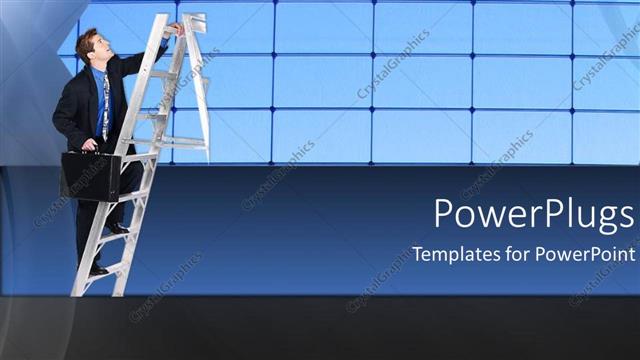 Preview This Beautiful Template for PowerPoint & Google Slides a man with a briefcase climbing a short ladder`