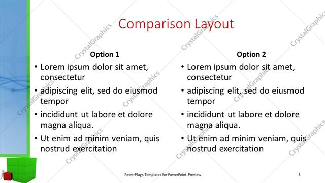 Comparison presentation slide layout