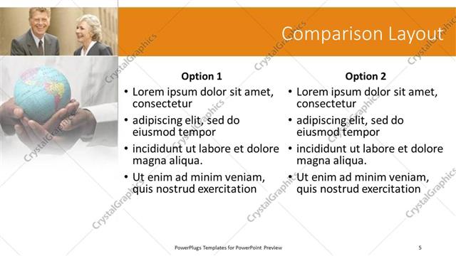 Comparison presentation slide layout