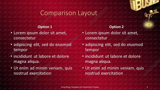 Comparison presentation slide layout