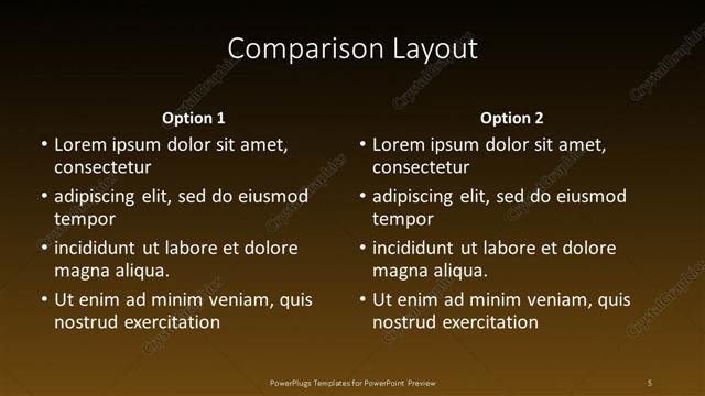 Comparison presentation slide layout