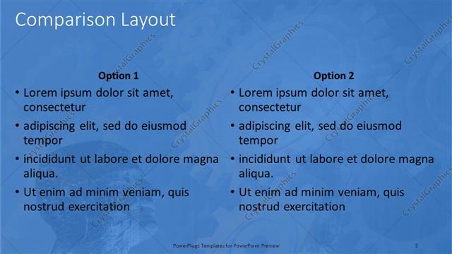 Comparison presentation slide layout