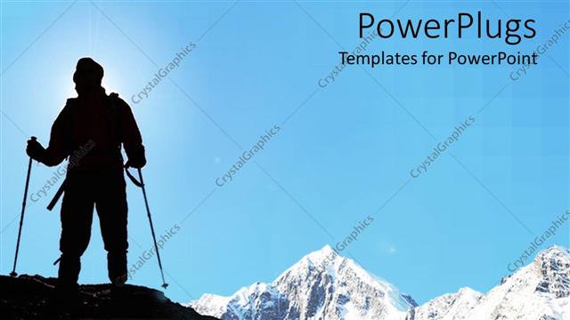  Presentation with black man - Man climbing mountains in black color, snow big mountains in the background