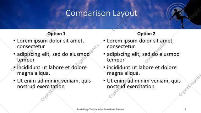 Comparison presentation slide layout