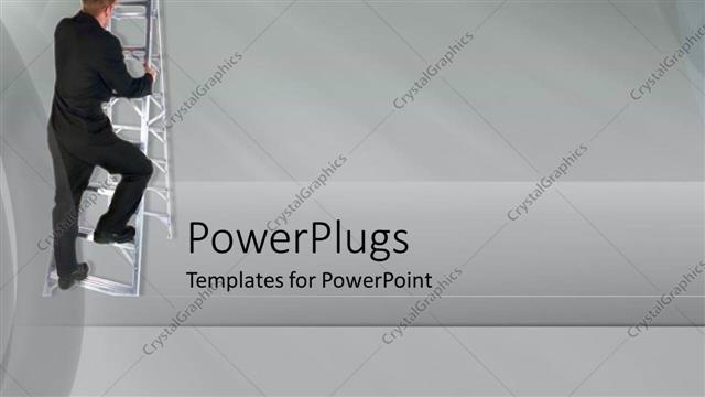  Presentation with case - A man climbing a silver colored stair case on ash background