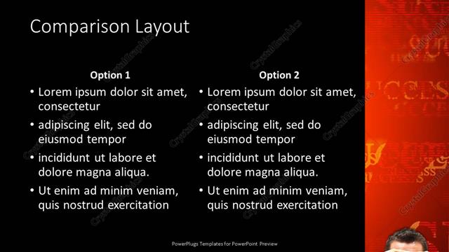 Comparison presentation slide layout